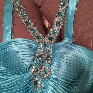 Women's teal chiffon  mini dress